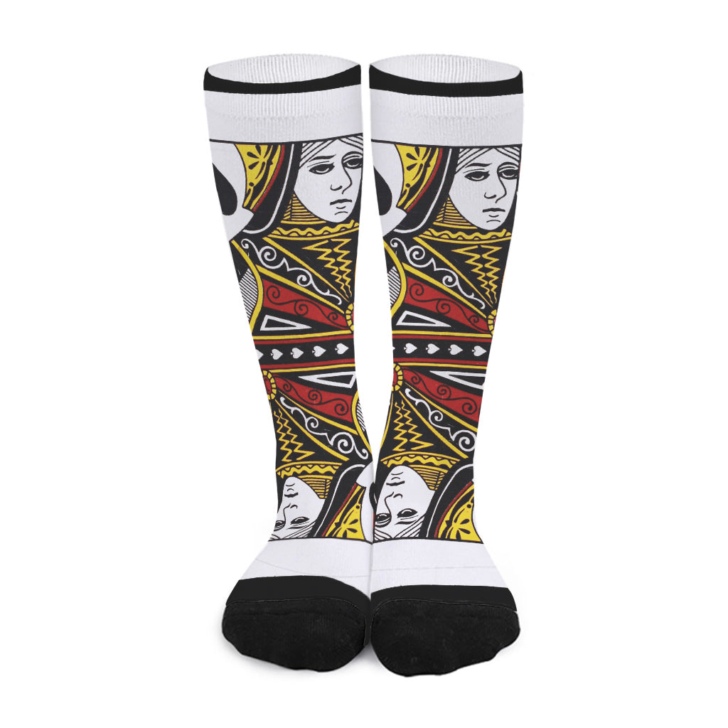 Queen Of Spades Playing Card Print Long Socks