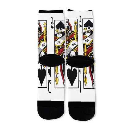 Queen Of Spades Playing Card Print Long Socks
