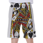 Queen Of Spades Playing Card Print Men's Beach Shorts