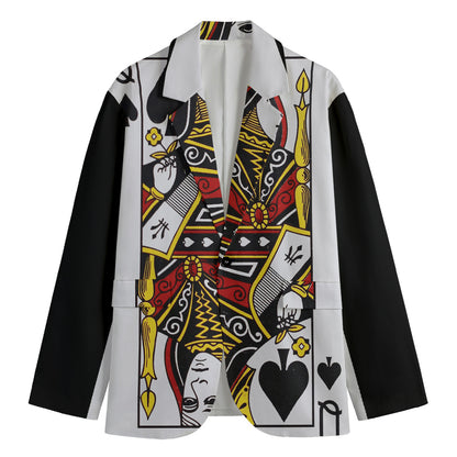 Queen Of Spades Playing Card Print Men's Cotton Blazer