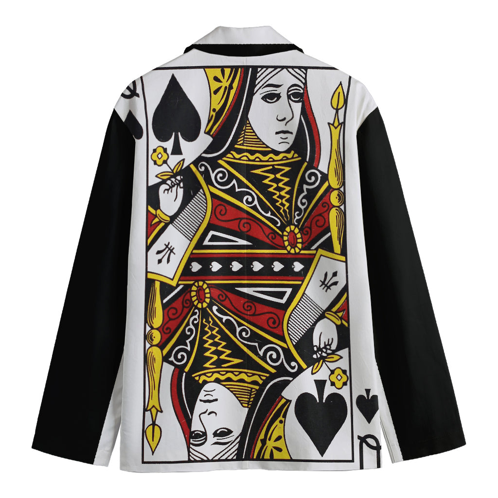 Queen Of Spades Playing Card Print Men's Cotton Blazer