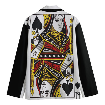 Queen Of Spades Playing Card Print Men's Cotton Blazer
