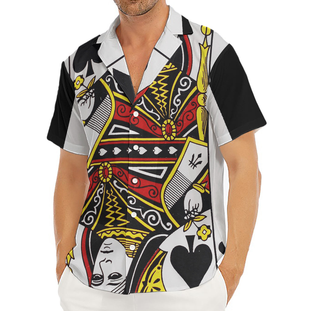 Queen Of Spades Playing Card Print Men's Deep V-Neck Shirt