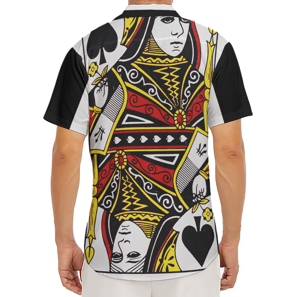 Queen Of Spades Playing Card Print Men's Deep V-Neck Shirt