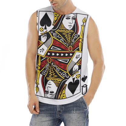 Queen Of Spades Playing Card Print Men's Fitness Tank Top