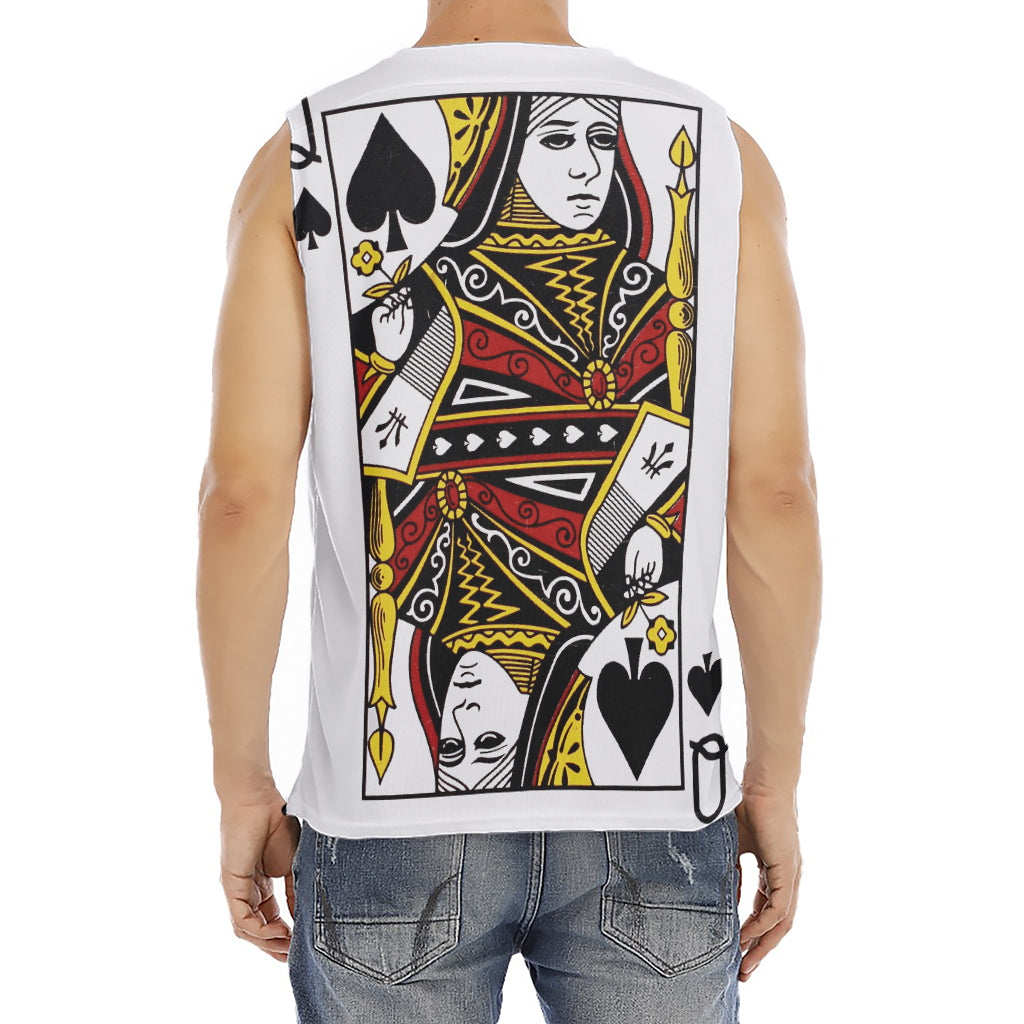 Queen Of Spades Playing Card Print Men's Fitness Tank Top