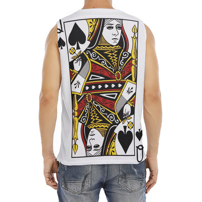 Queen Of Spades Playing Card Print Men's Fitness Tank Top