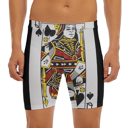 Queen Of Spades Playing Card Print Men's Long Boxer Briefs