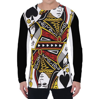 Queen Of Spades Playing Card Print Men's Long Sleeve T-Shirt