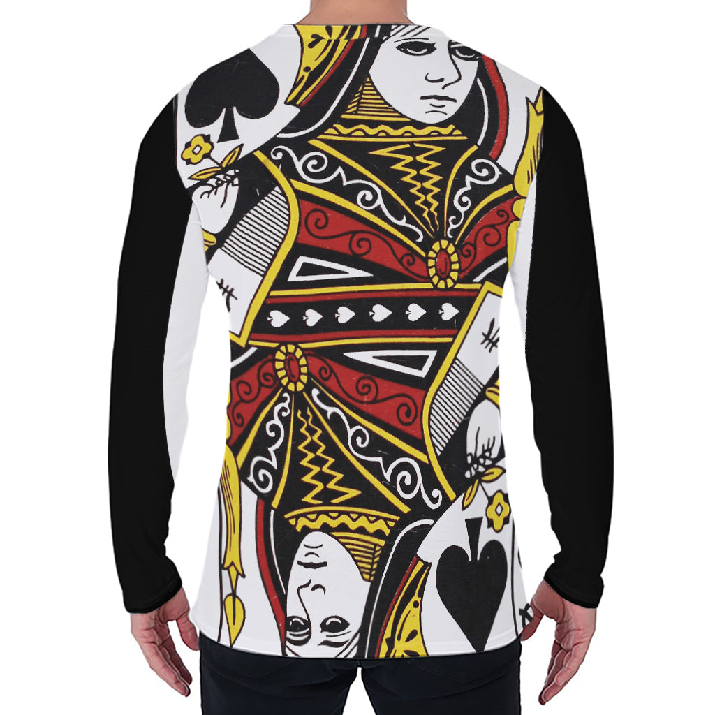 Queen Of Spades Playing Card Print Men's Long Sleeve T-Shirt