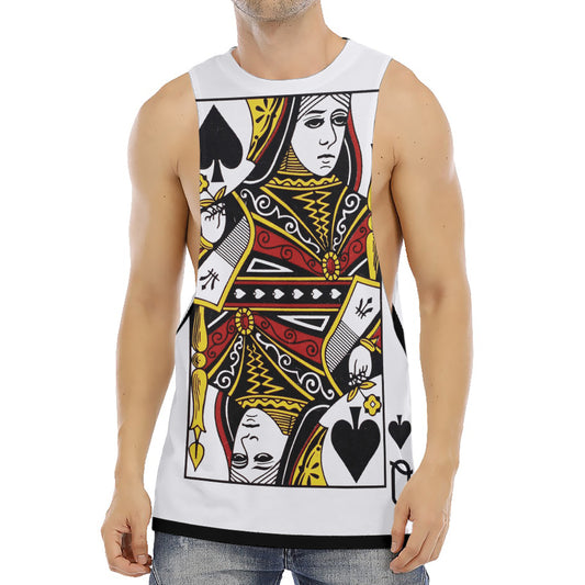Queen Of Spades Playing Card Print Men's Muscle Tank Top
