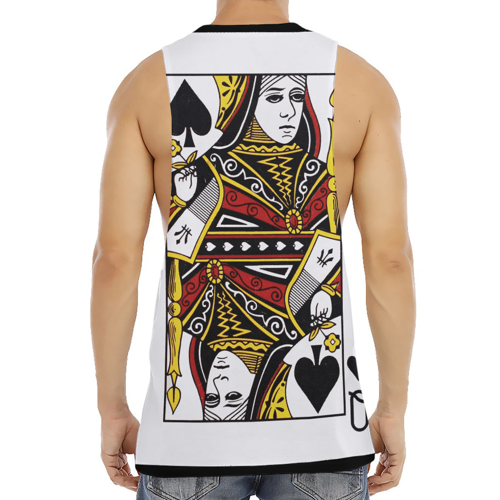 Queen Of Spades Playing Card Print Men's Muscle Tank Top