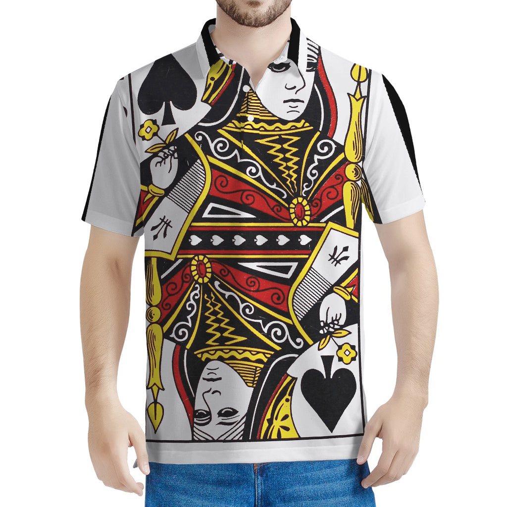 Queen Of Spades Playing Card Print Men's Polo Shirt