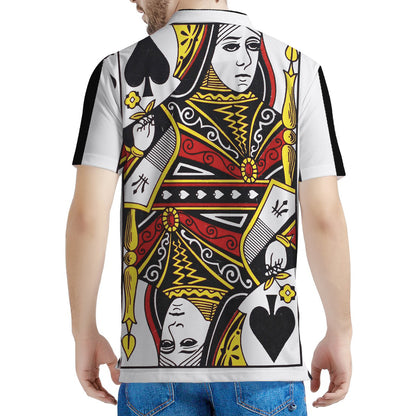 Queen Of Spades Playing Card Print Men's Polo Shirt