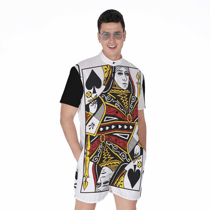 Queen Of Spades Playing Card Print Men's Rompers
