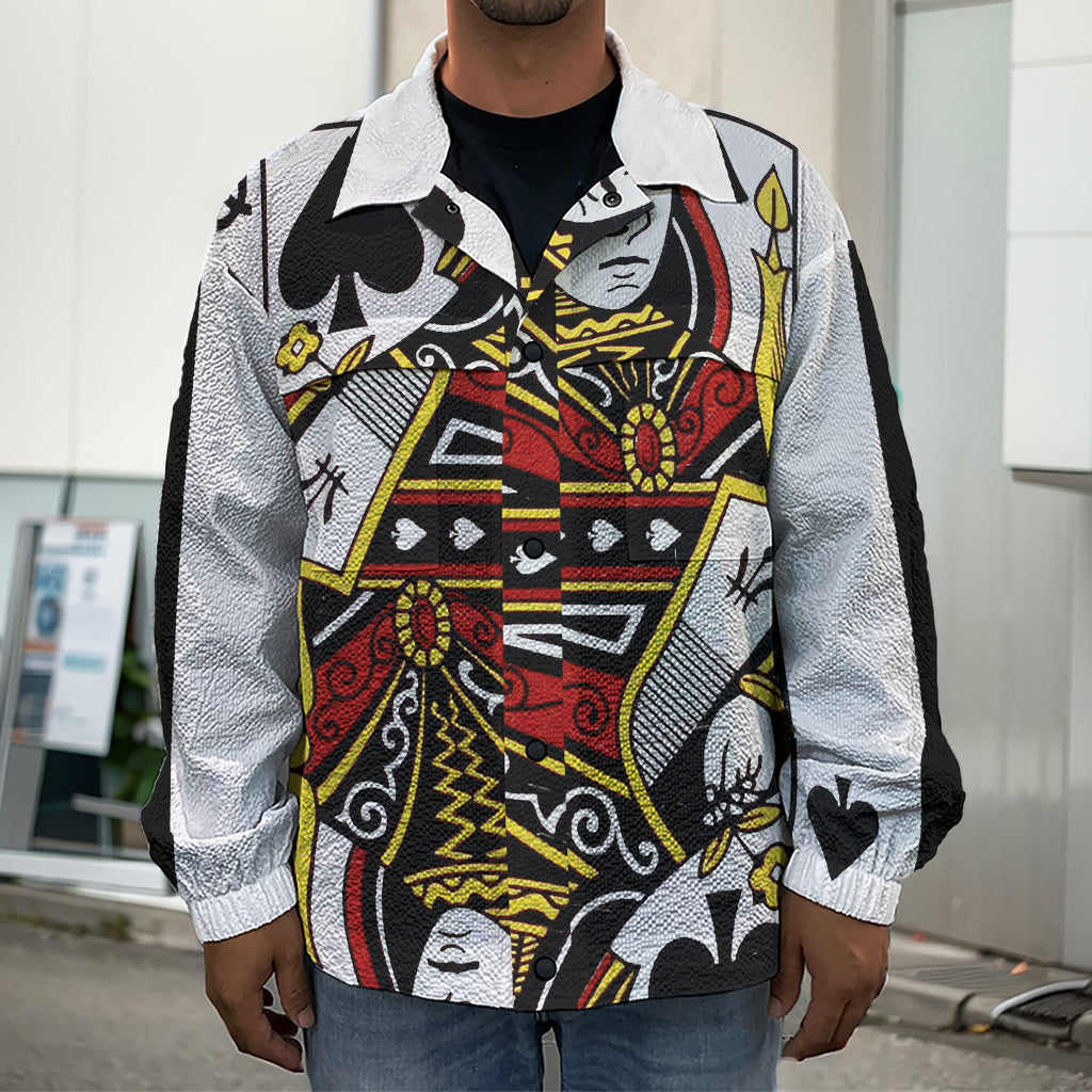 Queen Of Spades Playing Card Print Men's Shirt Jacket