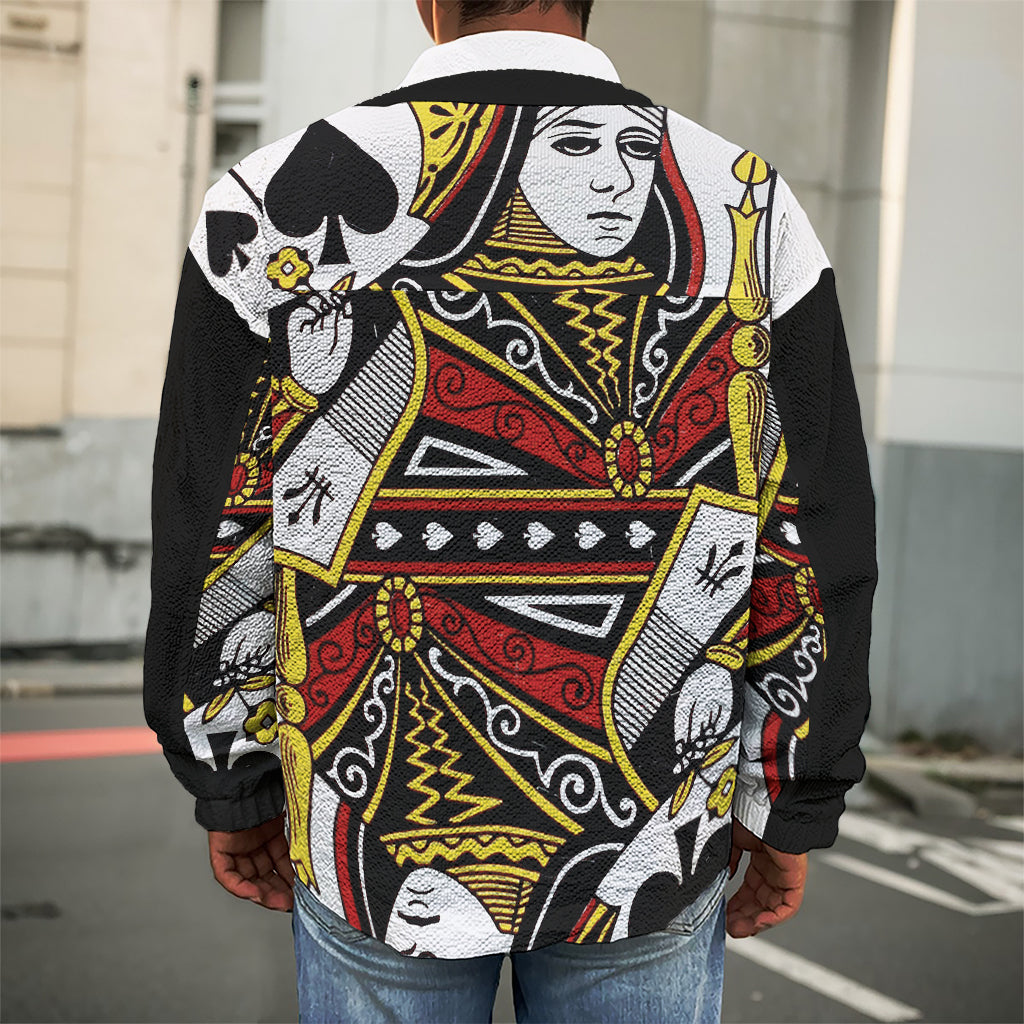 Queen Of Spades Playing Card Print Men's Shirt Jacket