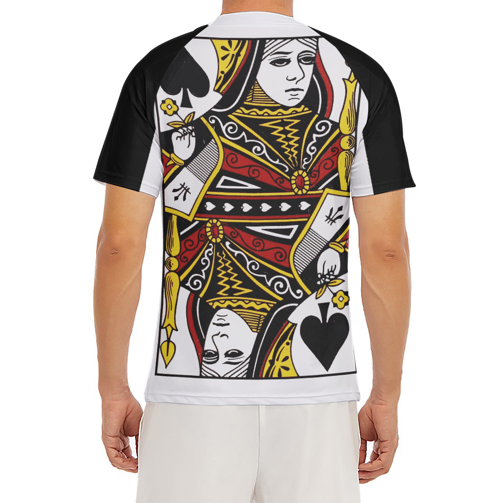 Queen Of Spades Playing Card Print Men's Short Sleeve Rash Guard