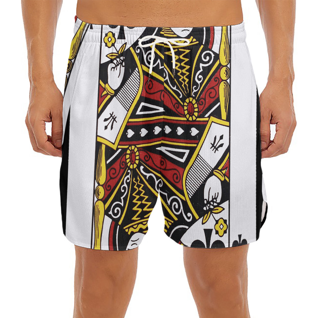 Queen Of Spades Playing Card Print Men's Split Running Shorts