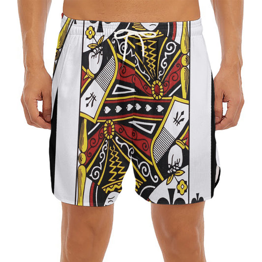 Queen Of Spades Playing Card Print Men's Split Running Shorts