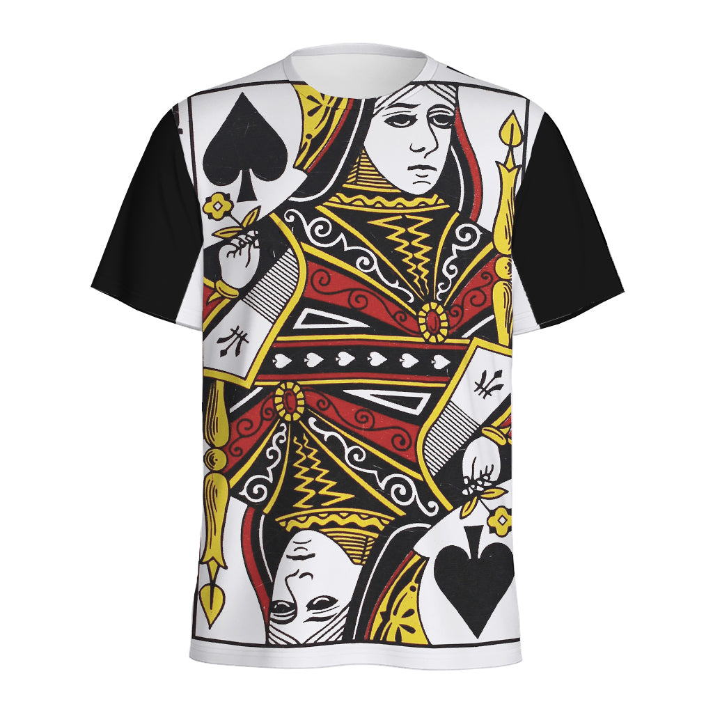 Queen Of Spades Playing Card Print Men's Sports T-Shirt