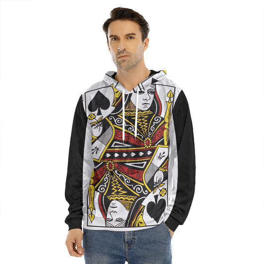 Queen Of Spades Playing Card Print Men's Velvet Pullover Hoodie