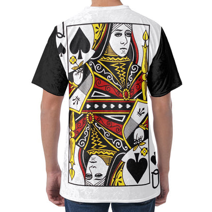 Queen Of Spades Playing Card Print Men's Velvet T-Shirt