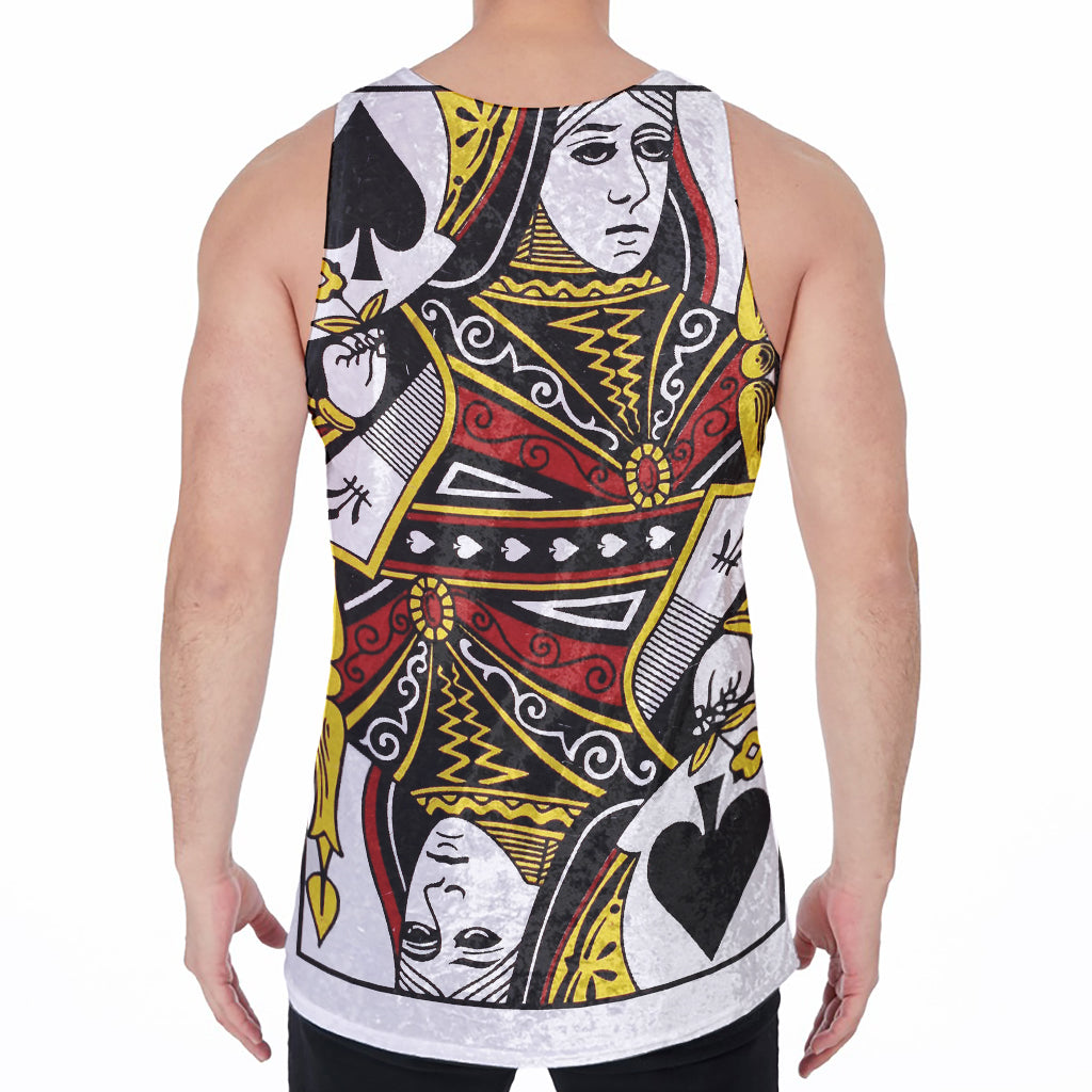 Queen Of Spades Playing Card Print Men's Velvet Tank Top