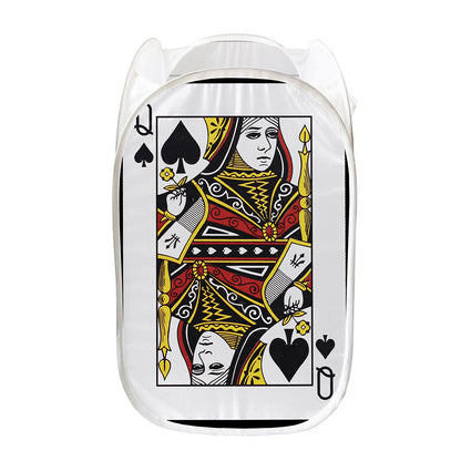 Queen Of Spades Playing Card Print Mesh Laundry Hamper