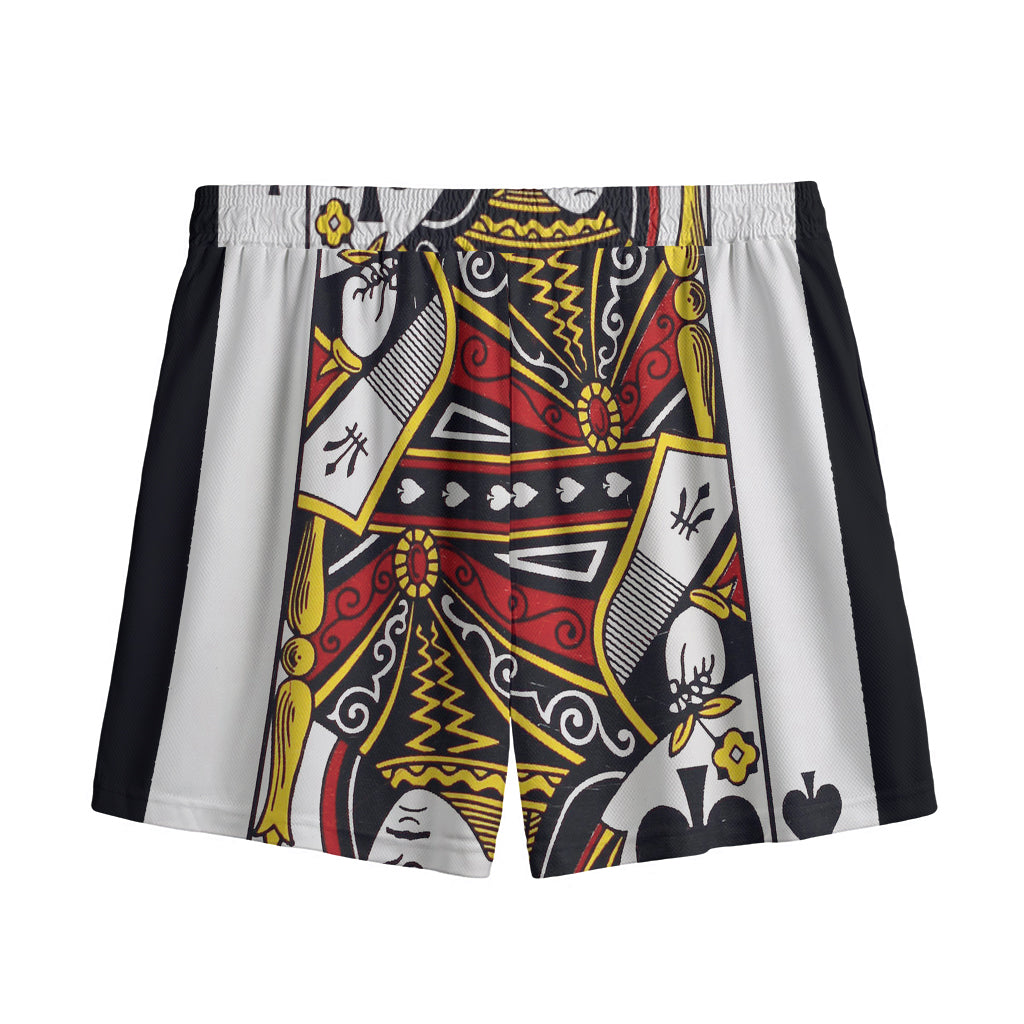 Queen Of Spades Playing Card Print Mesh Shorts