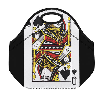 Queen Of Spades Playing Card Print Neoprene Lunch Bag