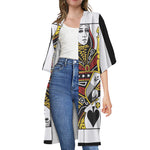 Queen Of Spades Playing Card Print Open Front Beach Cover Up