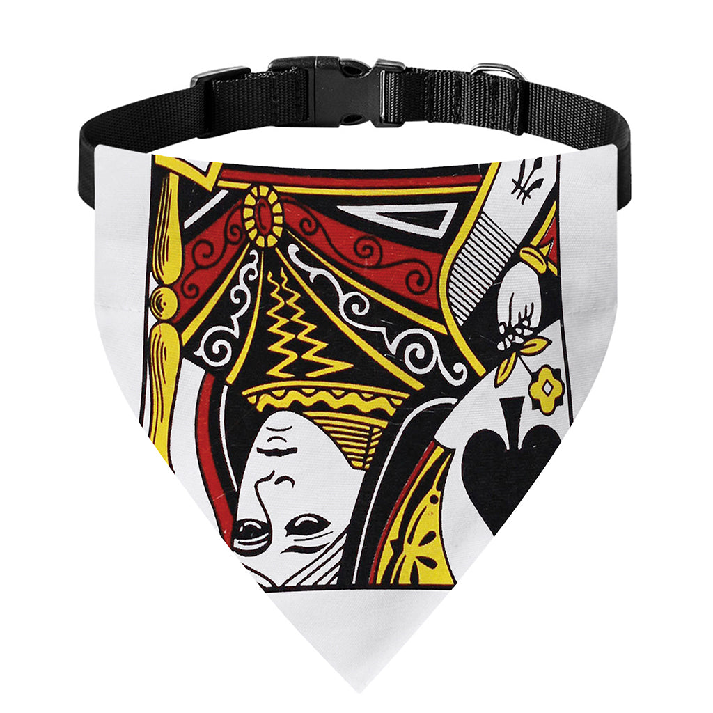 Queen Of Spades Playing Card Print Over The Collar Dog Bandana