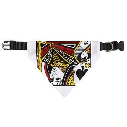 Queen Of Spades Playing Card Print Over The Collar Dog Bandana