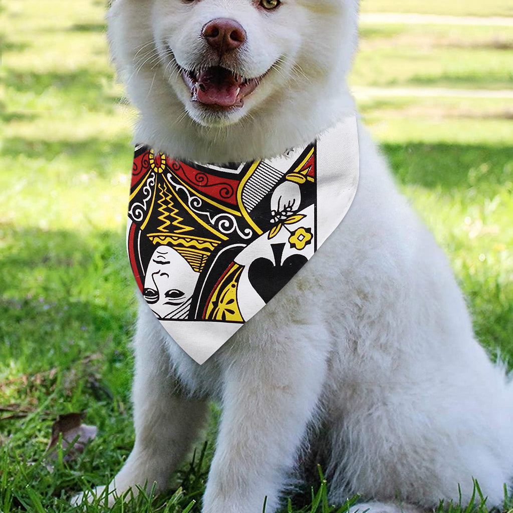 Queen Of Spades Playing Card Print Over The Collar Dog Bandana