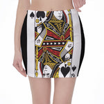 Queen Of Spades Playing Card Print Pencil Mini Skirt