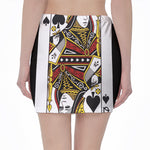 Queen Of Spades Playing Card Print Pencil Mini Skirt