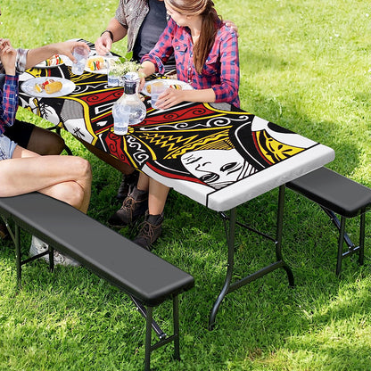 Queen Of Spades Playing Card Print Picnic Table Cover