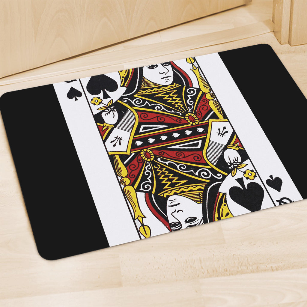 Queen Of Spades Playing Card Print Polyester Doormat