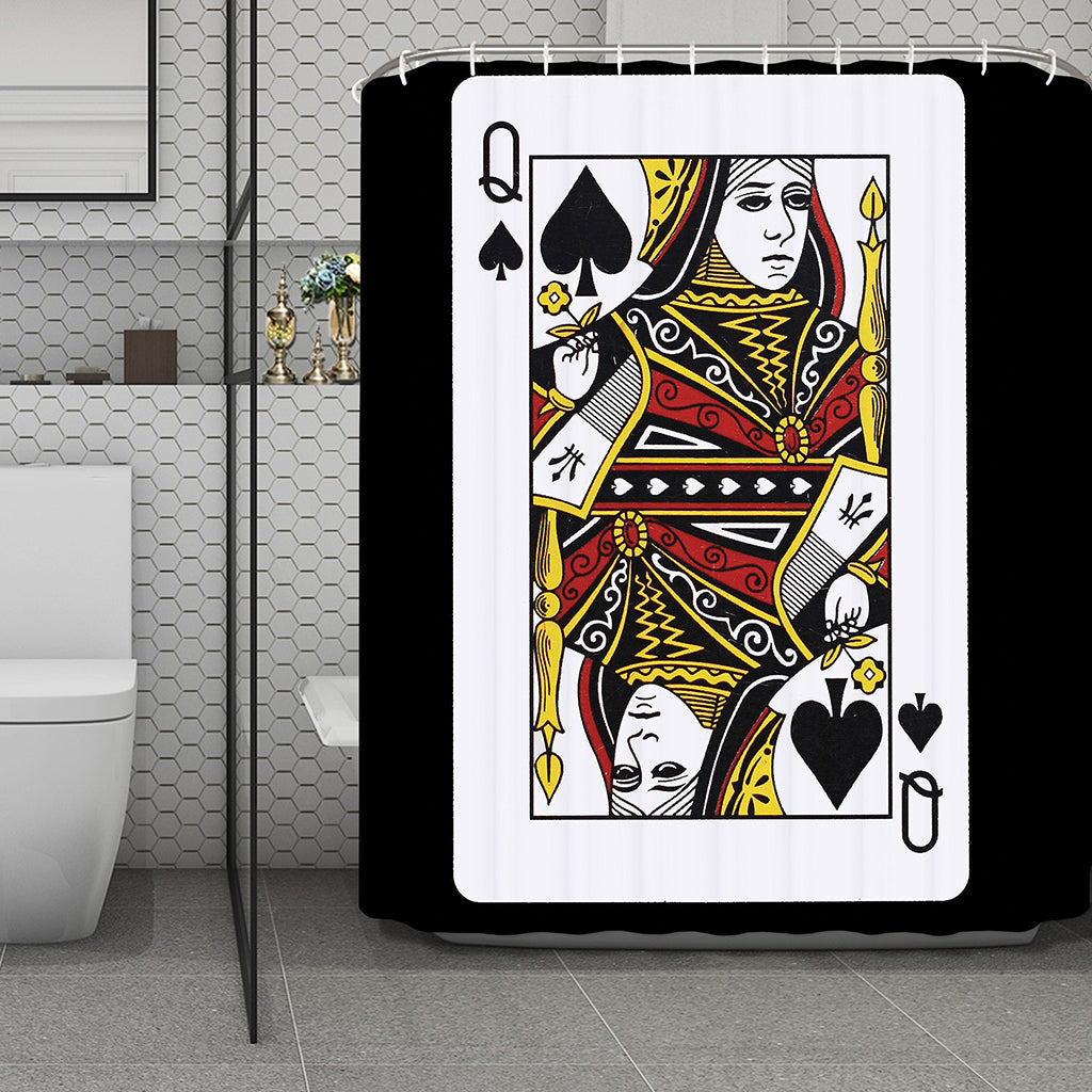 Queen Of Spades Playing Card Print Polyester Shower Curtain