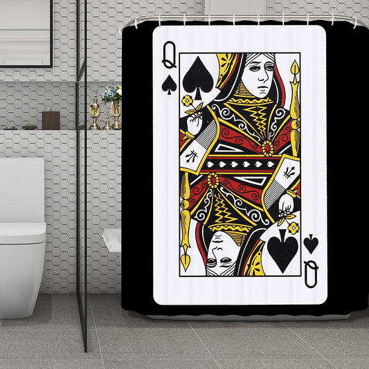 Queen Of Spades Playing Card Print Polyester Shower Curtain