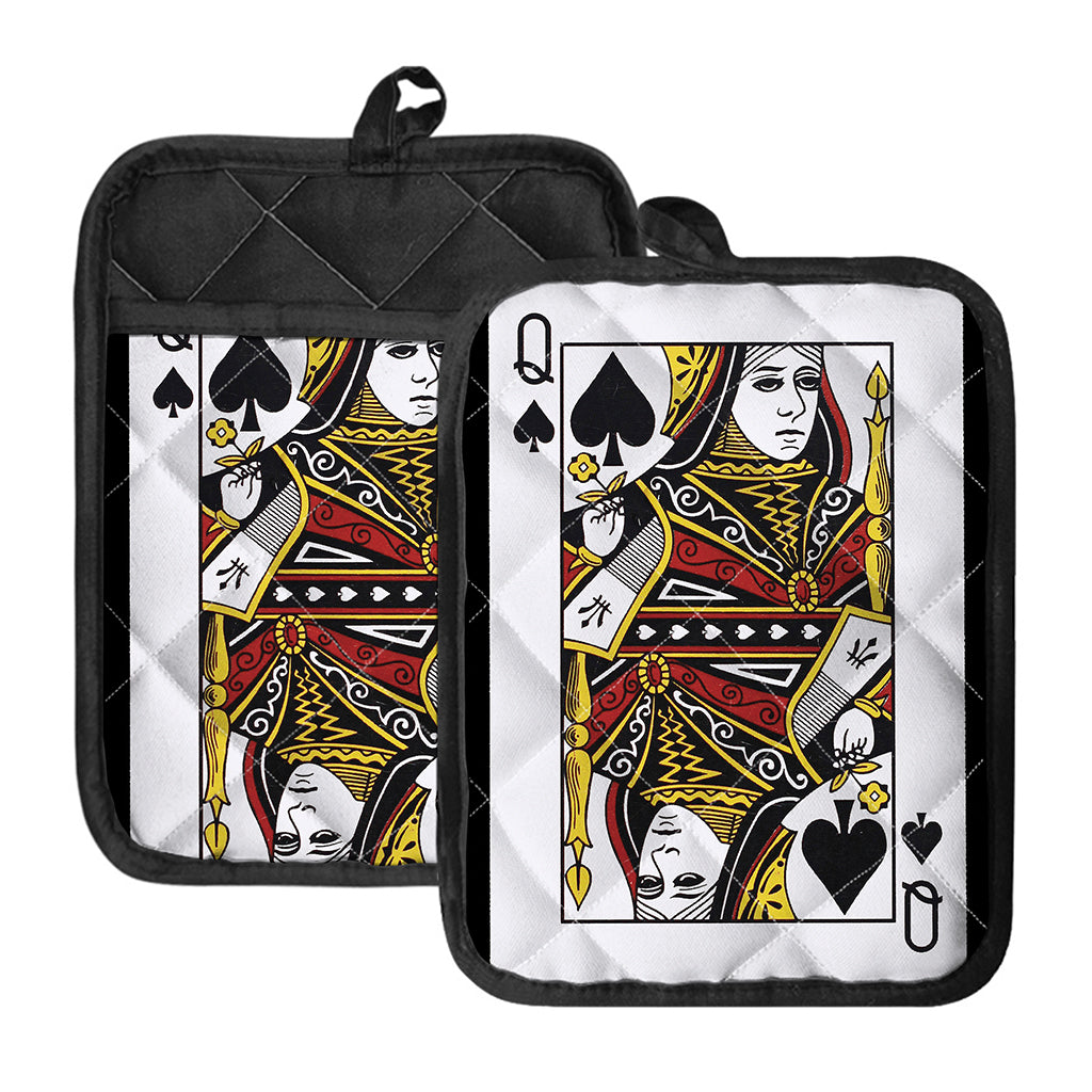 Queen Of Spades Playing Card Print Pot Holders With Pocket