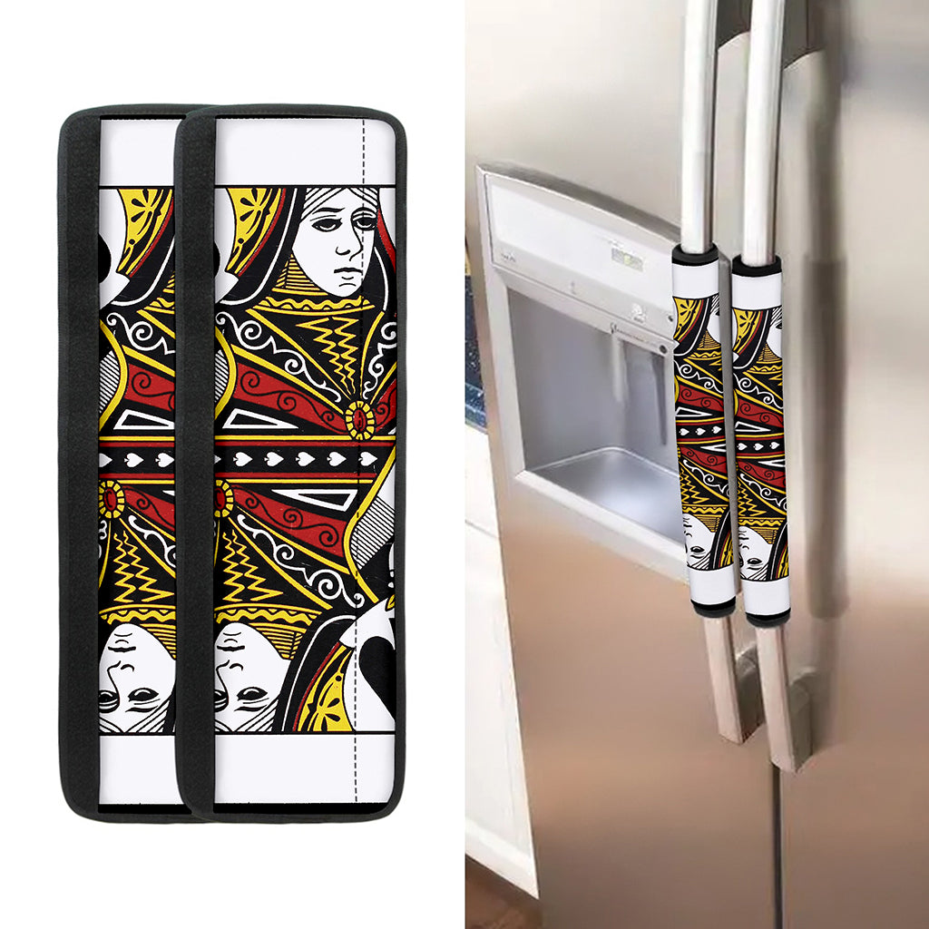 Queen Of Spades Playing Card Print Refrigerator Handle Covers