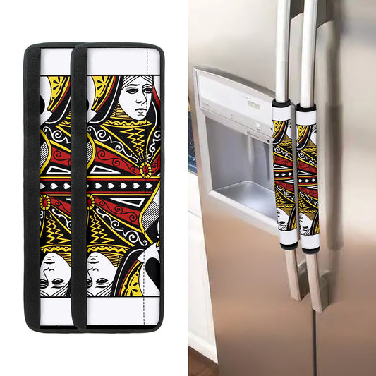 Queen Of Spades Playing Card Print Refrigerator Handle Covers