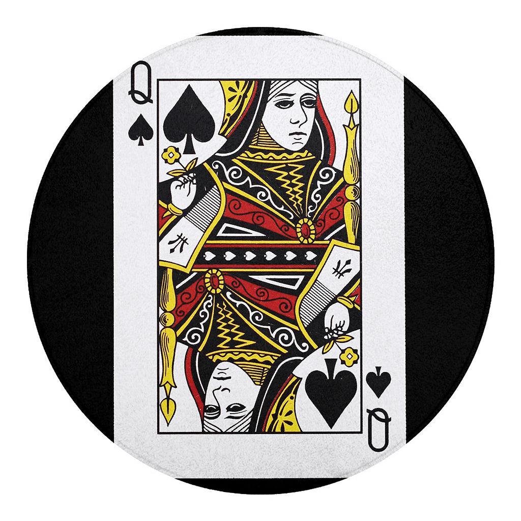Queen Of Spades Playing Card Print Round Blanket