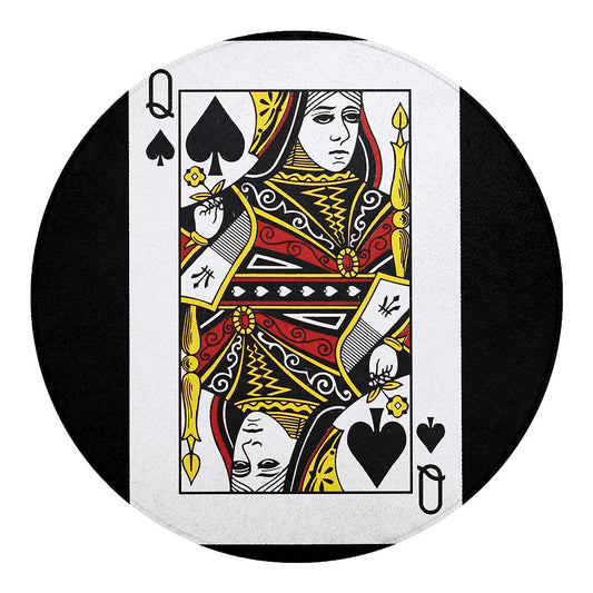 Queen Of Spades Playing Card Print Round Blanket