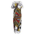 Queen Of Spades Playing Card Print Short Sleeve Long Nightdress