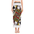 Queen Of Spades Playing Card Print Side Slit Maxi Skirt
