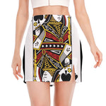 Queen Of Spades Playing Card Print Side Slit Mini Skirt