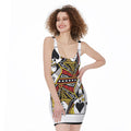 Queen Of Spades Playing Card Print Sleeveless Bodycon Dress